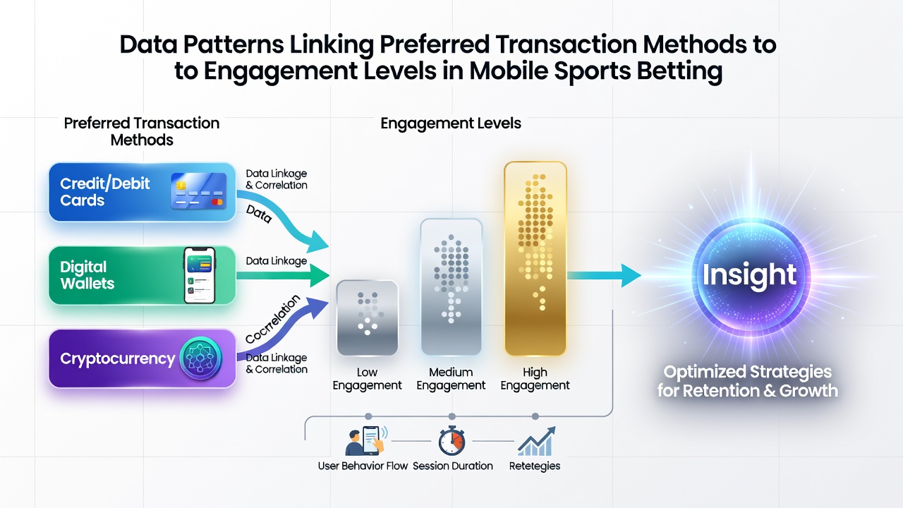 Analytics dashboard displaying graphs of transaction method preferences correlated with engagement levels in mobile betting and casino apps
