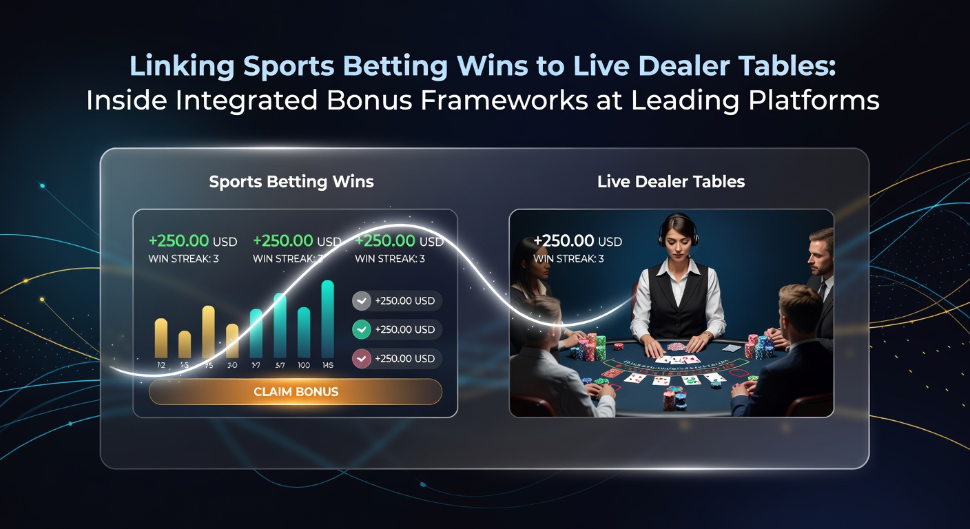Digital interface showing sports betting slip converting into live dealer blackjack chips on a unified casino app