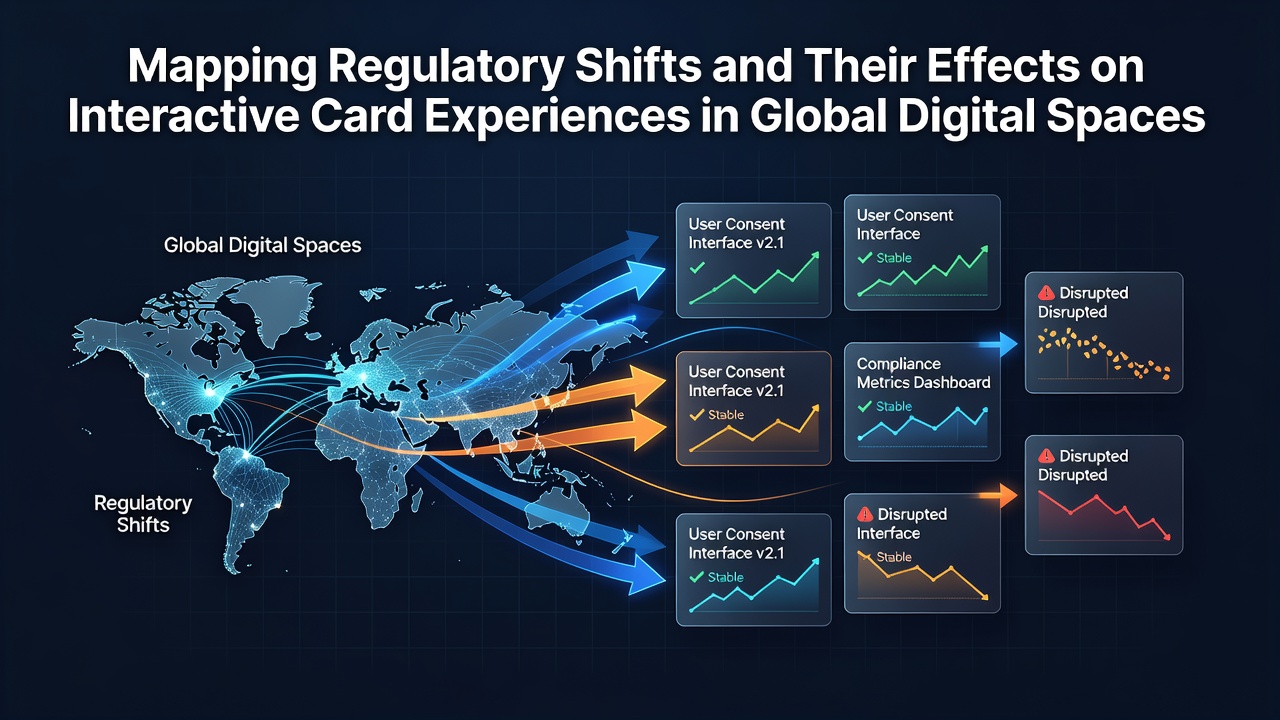Global digital card gaming platforms showing regulatory compliance interfaces and player interaction screens across multiple regions